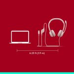 Logitech H390 Wired Headset for PC/Laptop, Stereo Headphones with Noise Cancelling Microphone, USB-A, in-Line Controls, Works with Chromebook - Rose - Image 7