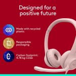 Logitech H390 Wired Headset for PC/Laptop, Stereo Headphones with Noise Cancelling Microphone, USB-A, in-Line Controls, Works with Chromebook - Rose - Image 4
